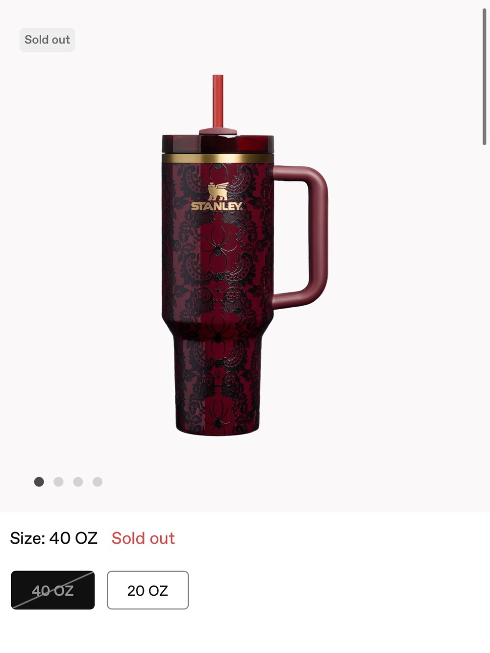 Stanley Bordeaux Lace Burgundy Travel Tumbler with Gold Accent